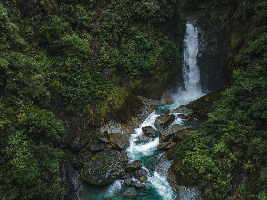 A waterfall in New Zealand.